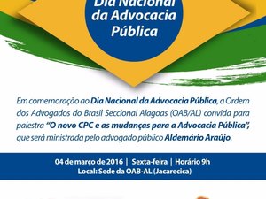 Palestra na OAB Alagoas celebra Dia Nacional da Advocacia Pública