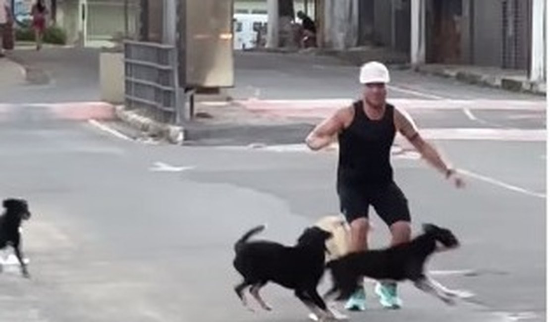 [Vídeo] Cachorros impedem corredor de finalizar percurso e momento viraliza