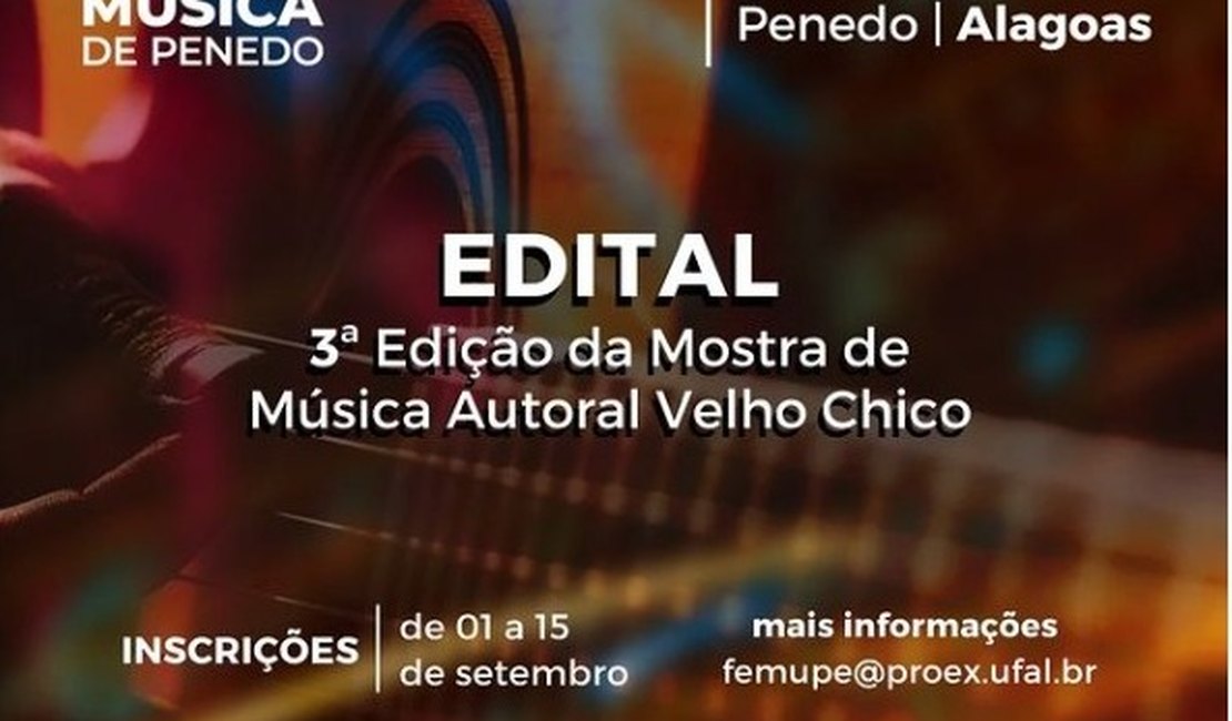 Festival de Música de Penedo está com inscrições abertas para 3ª Mostra Autoral