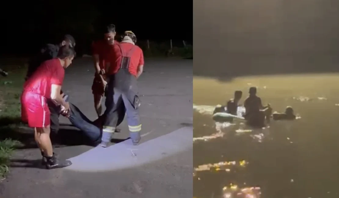 Assalto a lotérica termina com um morto após carro dos suspeitos cair no Rio Mundaú durante fuga