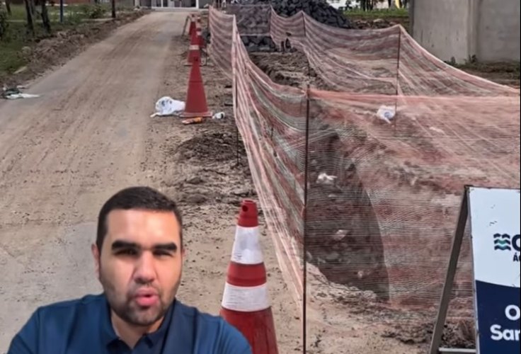 Prefeito faz vídeo criticando concessionária por demora em concluir obra de saneamento em Piranhas