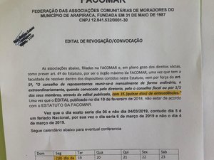 Assembleia da Facomar para discutir novo processo eleitoral é cancelada