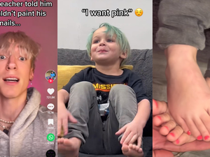 Pai leva filho para pintar as unhas após professora dizer que isso é “só para garotas”