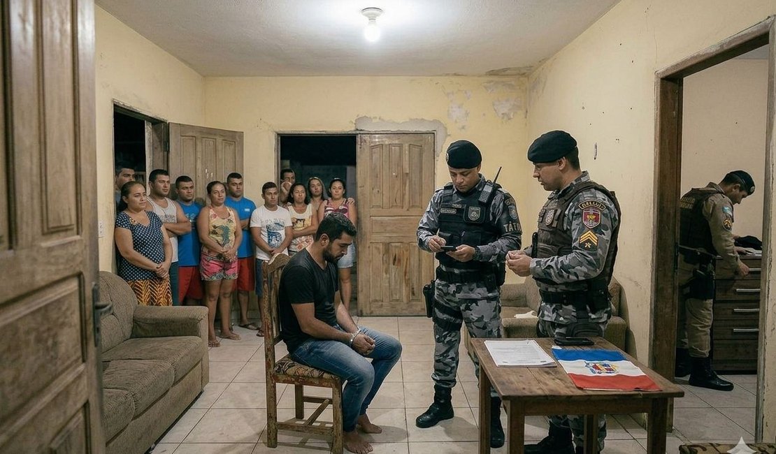 Homem agride esposa, ameaça familiares com facão e é preso por violência doméstica em Rio Largo