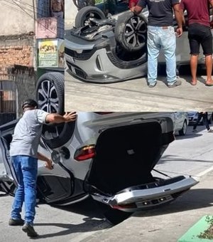 Motorista passa mal, perde controle e capota no Centro de Porto Real do Colégio