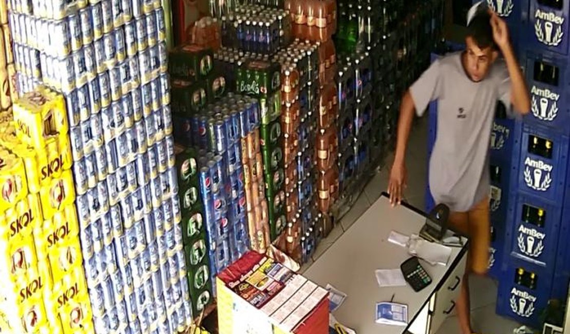 [Vídeo] Câmeras de segurança flagram assalto a depósito de bebidas no interior