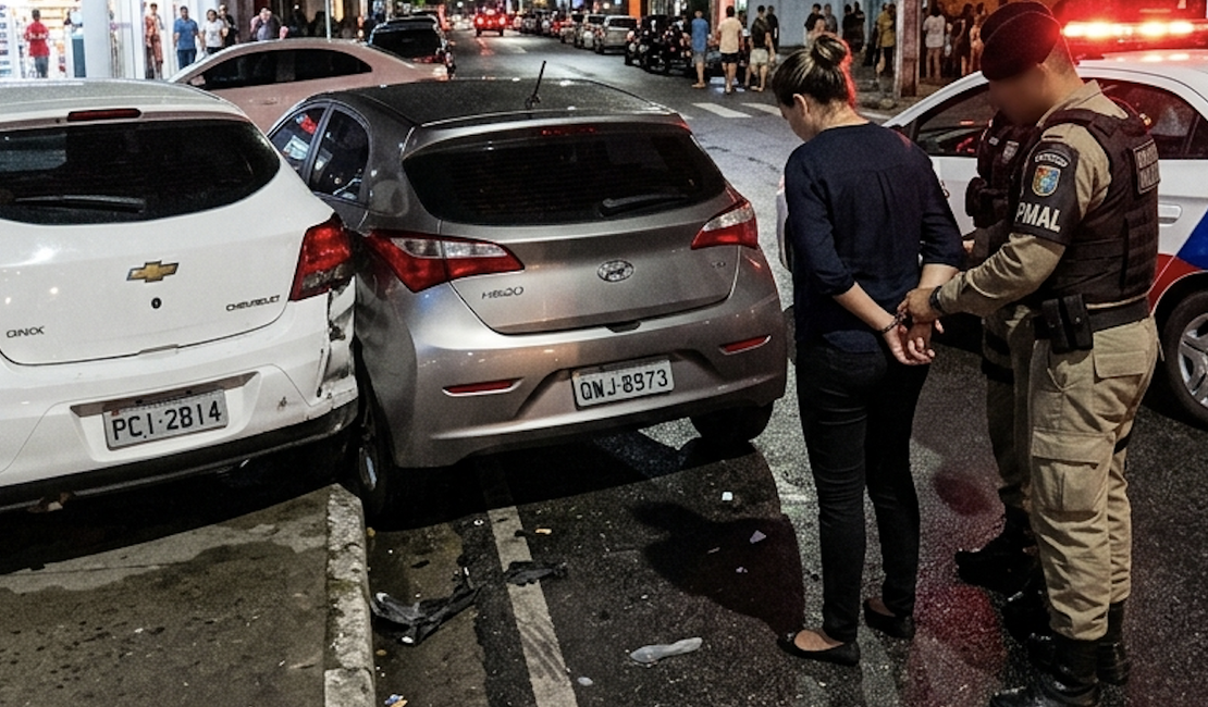 Mulher é presa por embriaguez ao volante após bater em carro estacionado na Jatiúca