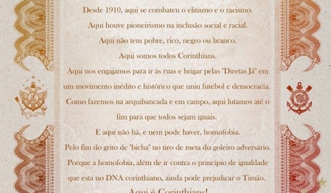 Timão pede fim de gritos de 'bicha' aos adversários