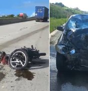 [Vídeo] Motociclista morre após trafegar na contramão e colidir com carro no Pilar