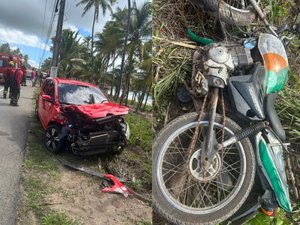 Motociclista sofre fratura na perna após acidente na AL 101 Norte