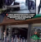Carro desgovernado invade e destrói parte de loja no bairro Mangabeiras