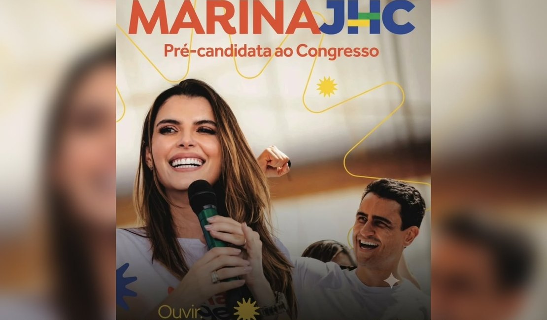 Material de pré-campanha de Marina Cândia levanta dúvidas sobre cargo que será disputado