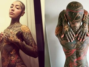 Mulher gasta 234 horas e R$ 142 mil para tatuar quase todo o corpo nos EUA
