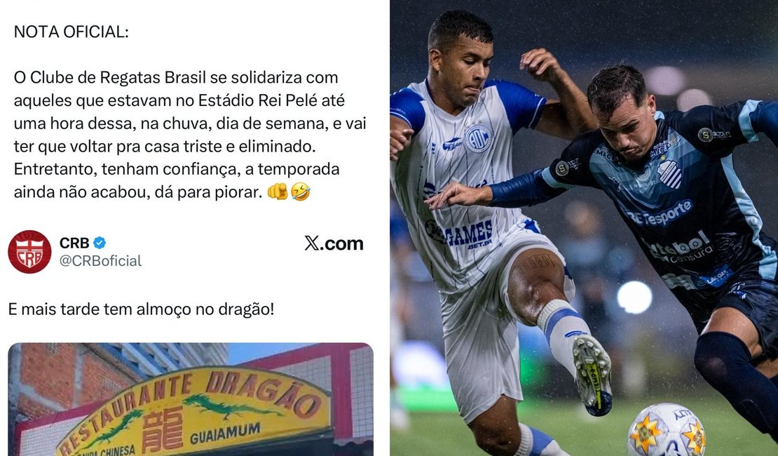 CRB provoca CSA após eliminação na Copa do Nordeste e reacende rivalidade nas redes sociais