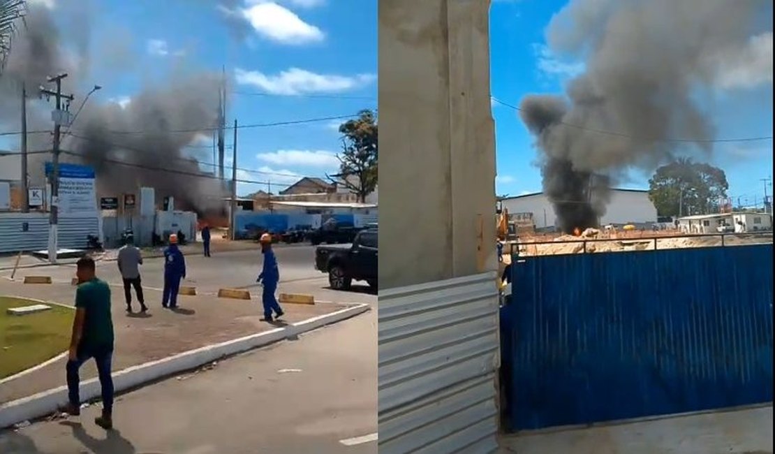 Incêndio atinge construção da nova sede da Assembleia Legislativa, em Maceió