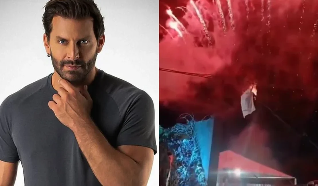 Figurino de Henri Castelli pega fogo durante A Paixão de Cristo