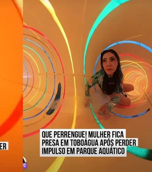 Jovem “fica presa” em toboágua e cena inusitada viraliza