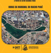 Obra da Marginal do Riacho Piauí recebe sinalização asfáltica