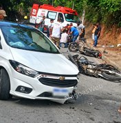 Adolescente empina moto e provoca acidente com feridos em São Miguel dos Campos