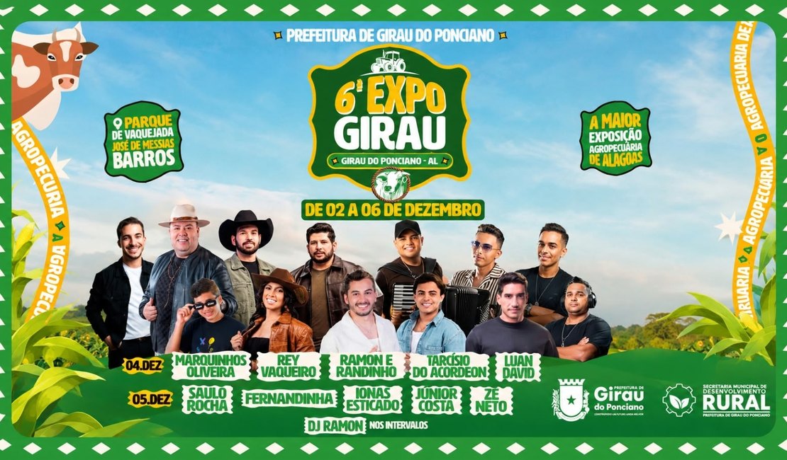 ExpoGirau 2026: Prefeitura divulga datas oficiais dos shows da 6ª edição