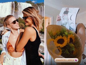 Vitória Strada ganha flores de Marcella Rica: 'Desejo a vocês um amor assim'