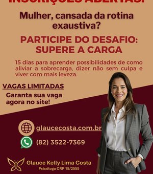 Psicóloga lança desafio online para mulheres: “Supere a Carga”