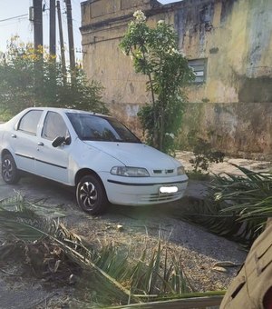 Árvore cai, atinge veículo estacionado e bloqueia rua no bairro do Prado