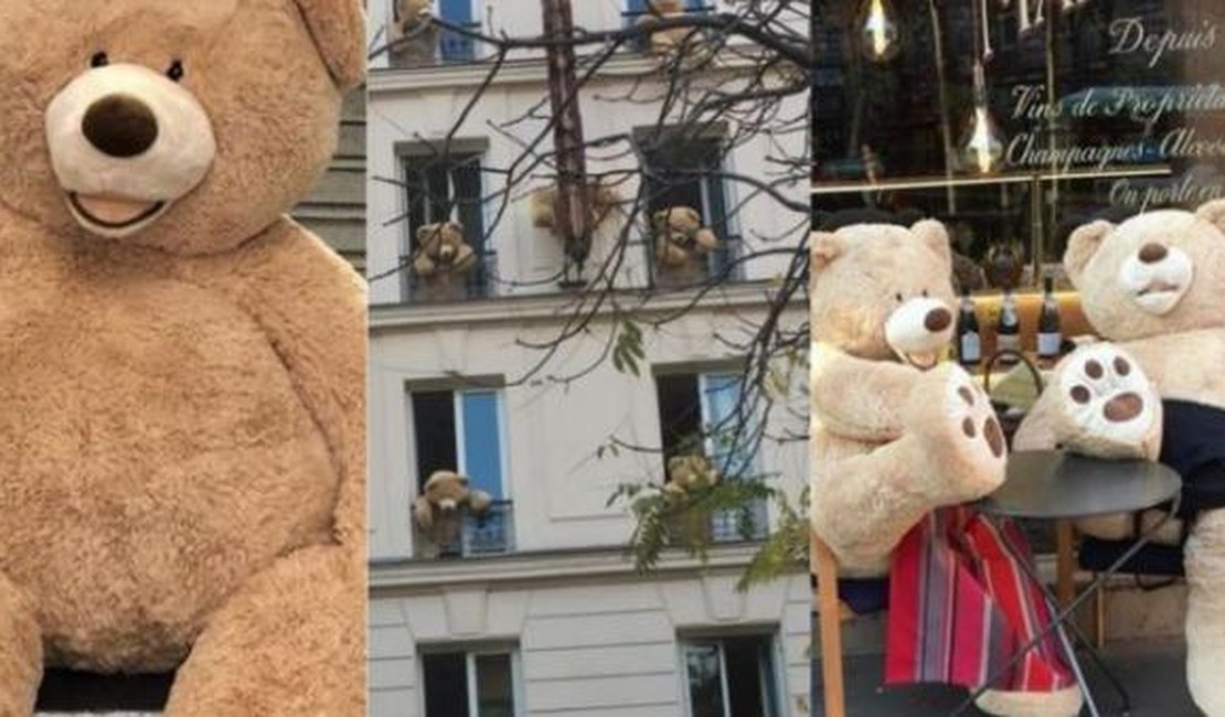 Dono de livraria espalha ursos de pelúcia gigantes por bairro de Paris