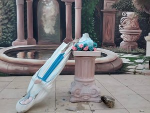 Estátua religiosa é quebrada por vândalos na cidade de Mata Grande