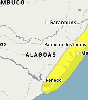 Inmet renova alerta de chuvas para 36 municípios de Alagoas