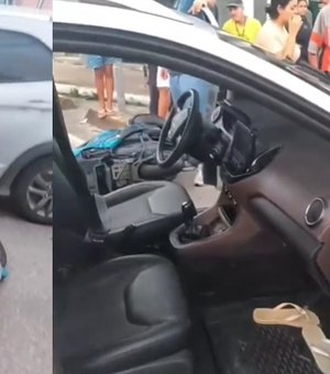 Homens em fuga após crime atropelam motociclista e abandonam carro em rua do Poço