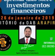 Neste sábado, será realizado o curso sobre como ter sucesso com investimentos financeiros