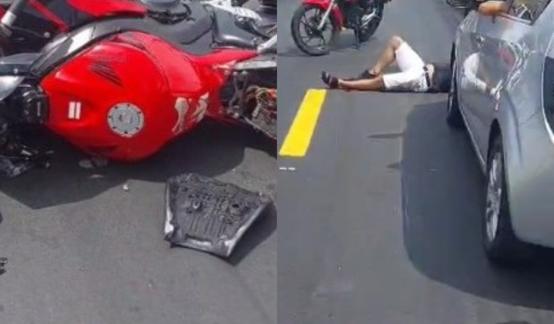 Homem fica ferido após acidente de moto no bairro Serraria, em Maceió