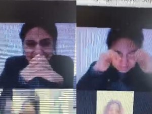 Professora se emociona com surpresa feita por alunos durante aula online e vídeo viraliza: ‘Chorei muito’
