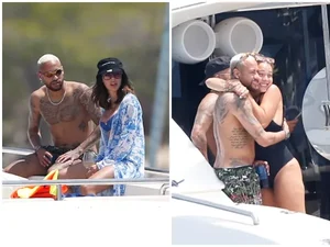 Neymar faz passeio de barco com amigos e Carol Dantas na Espanha