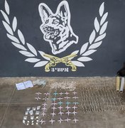 Polícia Militar apreende drogas com auxílio de cão farejador em Arapiraca