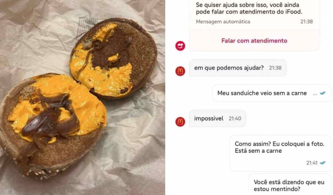 Cliente pede lanche no McDonald’s e recebe sanduíche sem hambúrguer