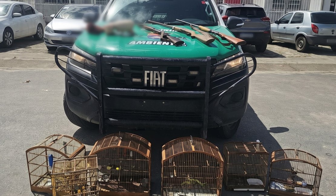 Animais silvestres e armas são apreendidas no Litoral Norte de Alagoas