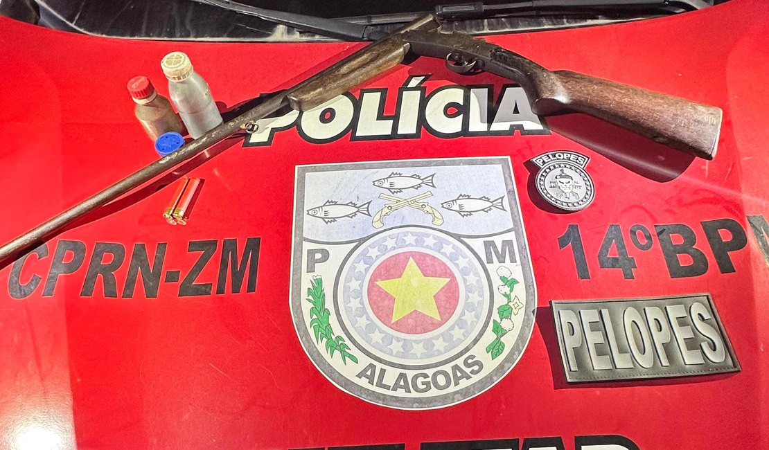 Homem foge da polícia e arma de fogo é apreendida no município de Novo Lino
