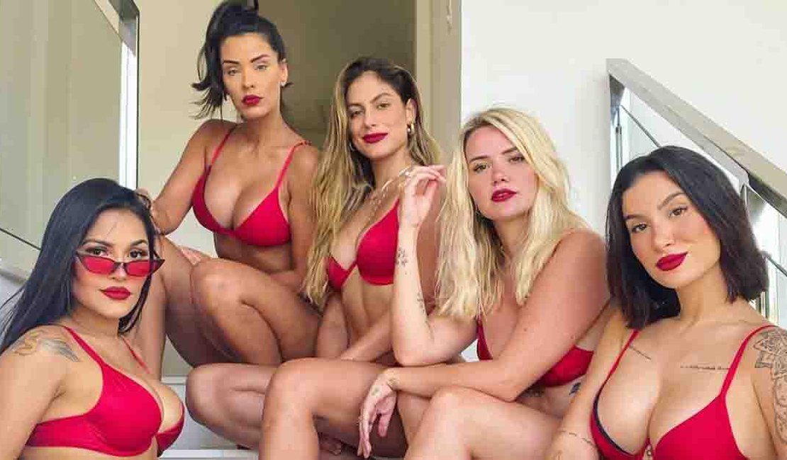 Ex-BBBs Flay, Bianca, Ivy, Marcela e Mari se reencontram e posam de lingerie
