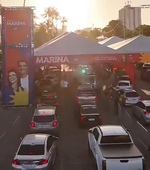 Adesivaço marca lançamento de pré-candidatura de Marina Cândia, agora ‘Marina JHC’