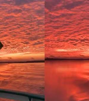 Sem filtro e sem IA: nascer do sol no rio Madeira impressiona pelas cores vibrantes