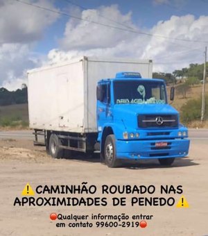 Criminosos armados roubam caminhão Baú, de Arapiraca, na entrada de Pindorama, em Penedo