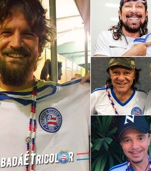 Em Salvador, Esporte Clube Bahia distribui camisas com torcedores ilustres 