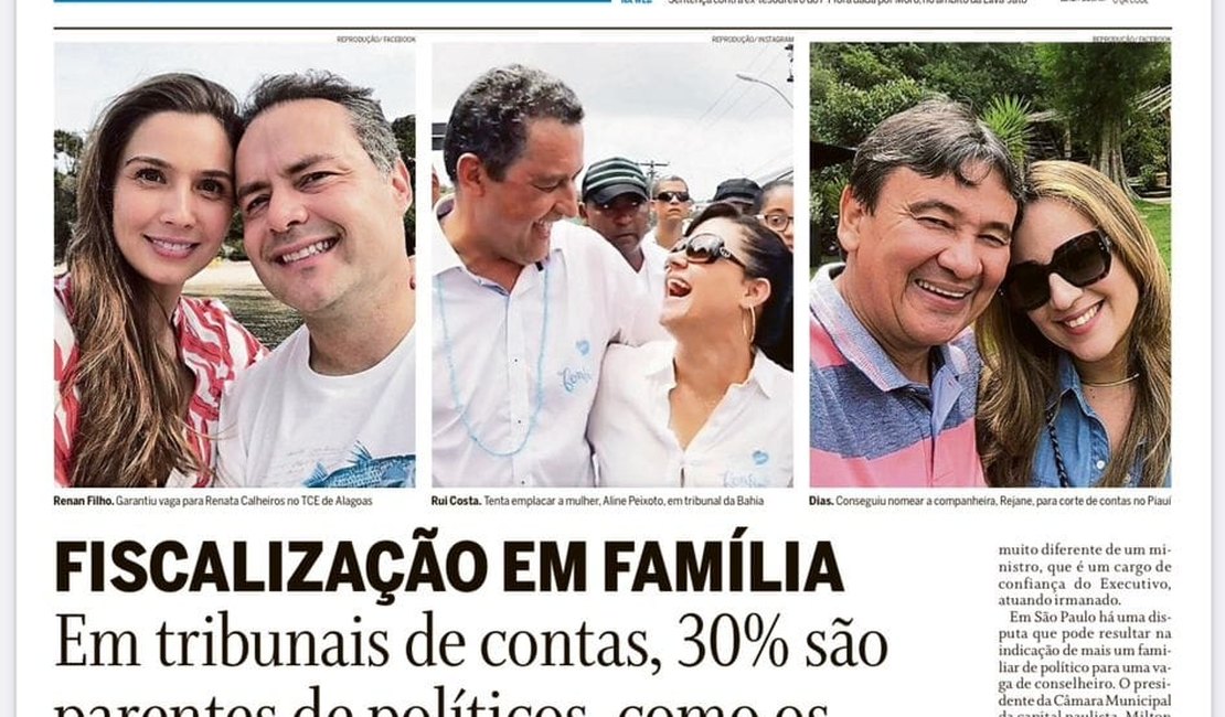 O Globo traz à tona nomeação da esposa de Renan Filho para Tribunal de Contas