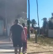 Incêndio atinge barraca de praia e mulher é socorrida em Guaxuma