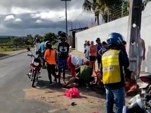 Colisão entre duas motos deixa quatro pessoas feridas em Palmeira dos Índios