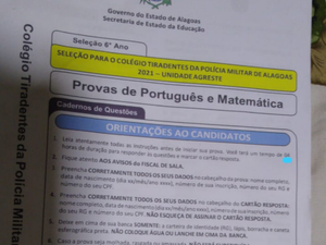 Erro de digitação nas provas do Colégio Militar de Arapiraca pode prejudicar candidatos