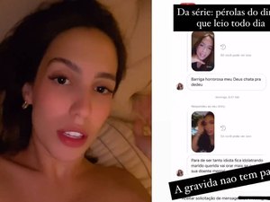 Grávida, Gabi Brandt mostra mensagem dizendo que sua barriga é horrorosa: 'Doentio'