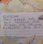 Menino de cinco anos manda bilhete para mãe fingindo ser professora para faltar aula